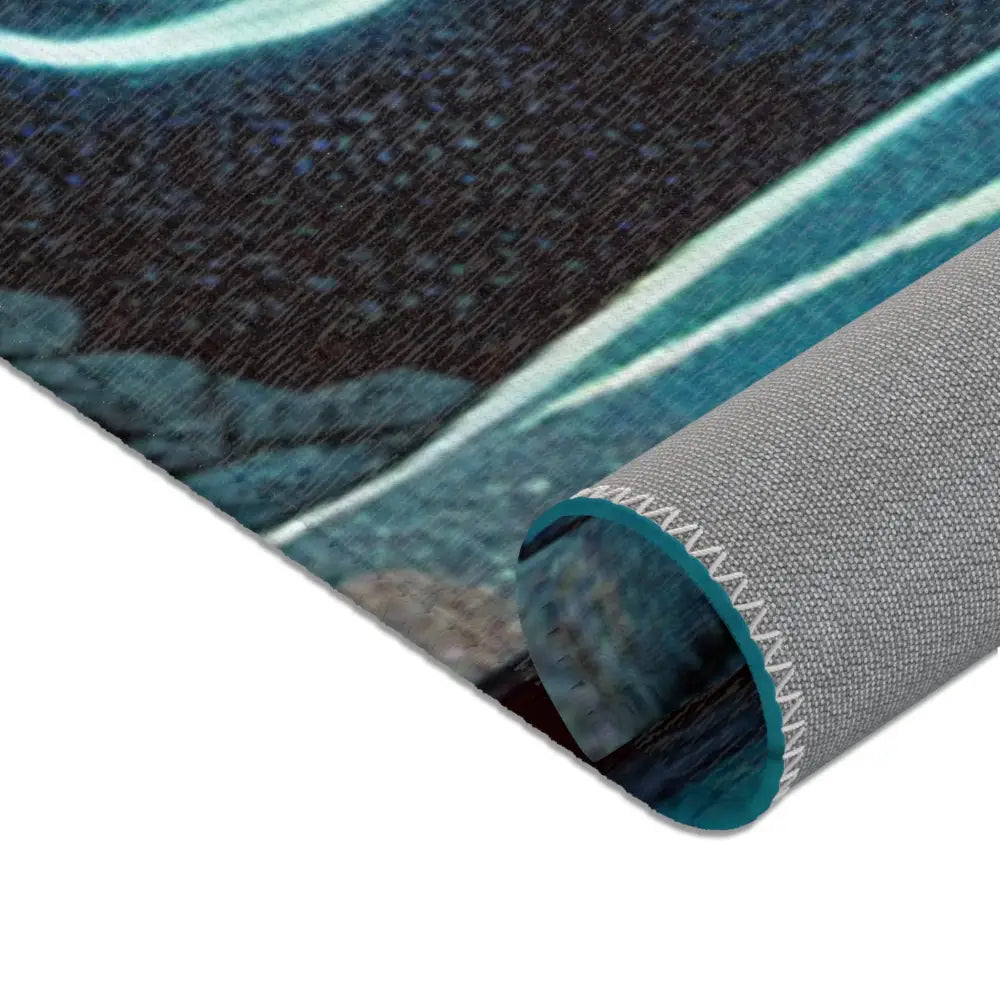 Atmospheric Area Rug with Mischievous Kitsune Yokai Design