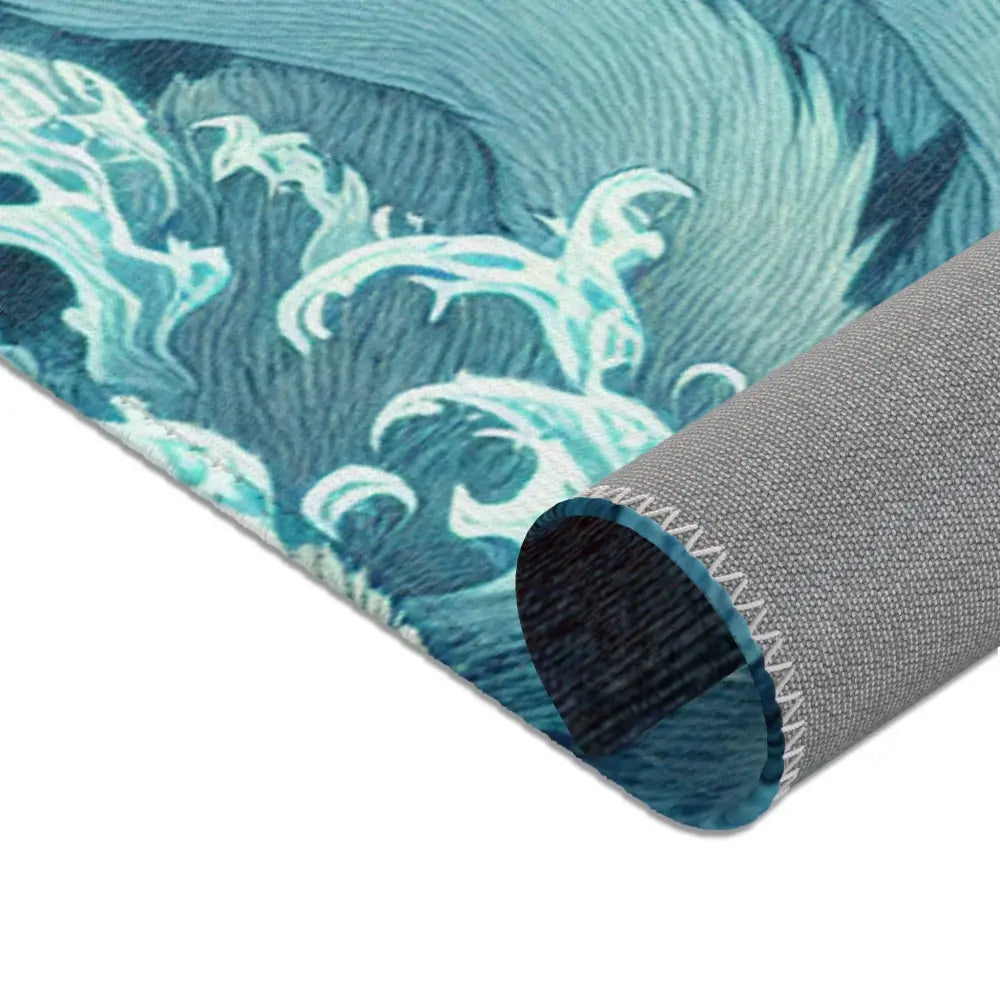 Atmospheric Area Rug with Mischievous Kitsune Yokai Design