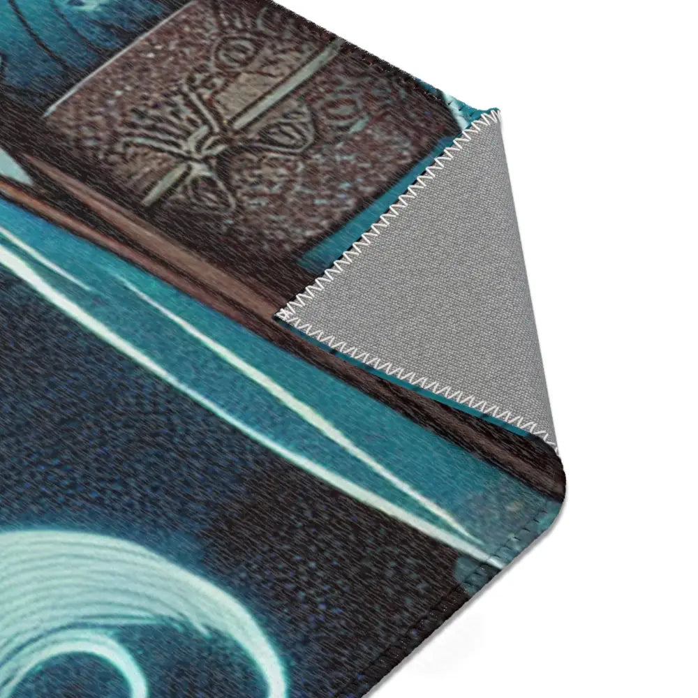 Atmospheric Area Rug with Mischievous Kitsune Yokai Design