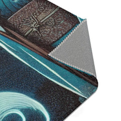 Atmospheric Area Rug with Mischievous Kitsune Yokai Design