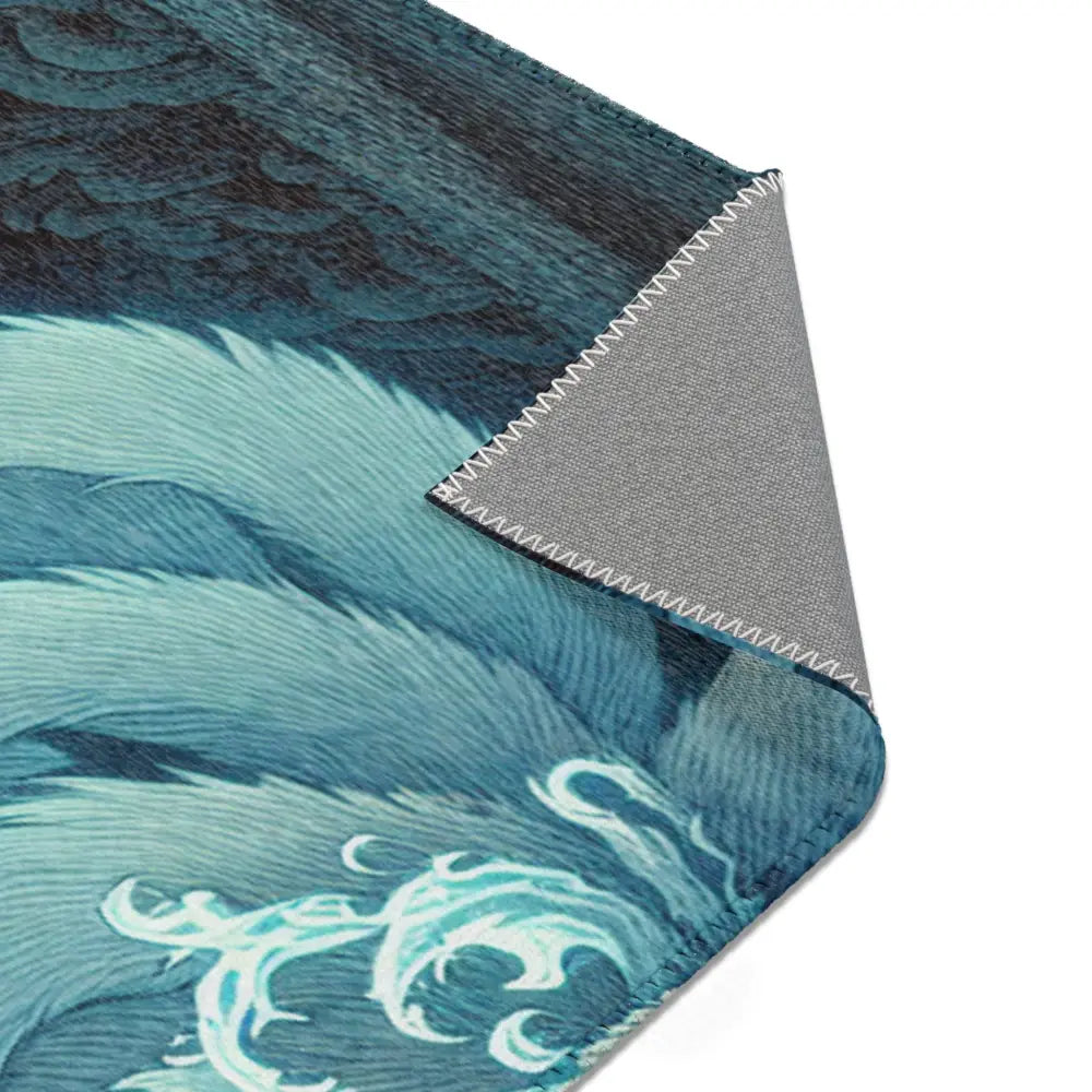 Atmospheric Area Rug with Mischievous Kitsune Yokai Design