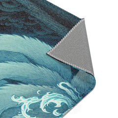 Atmospheric Area Rug with Mischievous Kitsune Yokai Design