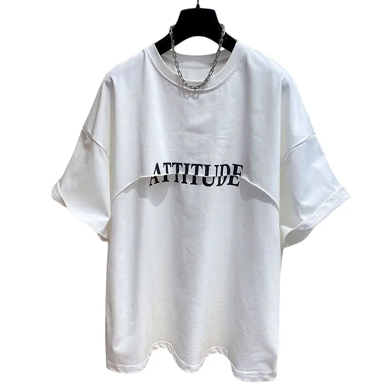 Attitude Short-Sleeve Loose T-Shirt - White / L