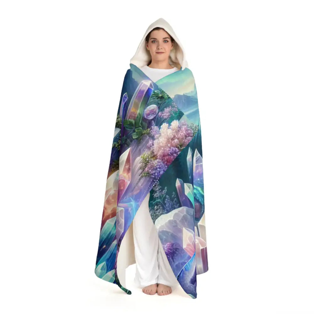 Aurora Borealis Hooded Sherpa Fleece Blanket One size