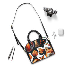 Autumn Avery Shoulder Handbag with Pumpkin and Leaf Design