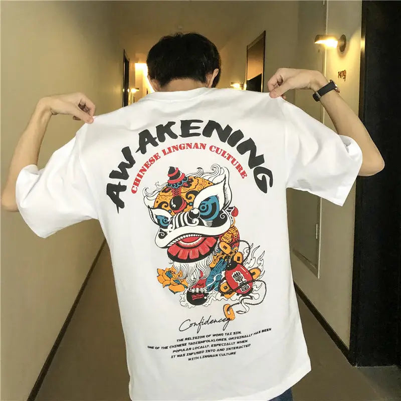Awakening Dragon Harajuku Style Short Sleeve Loose T-shirt