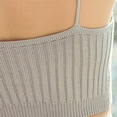 Solid Color Ribbed Knit Crop Top