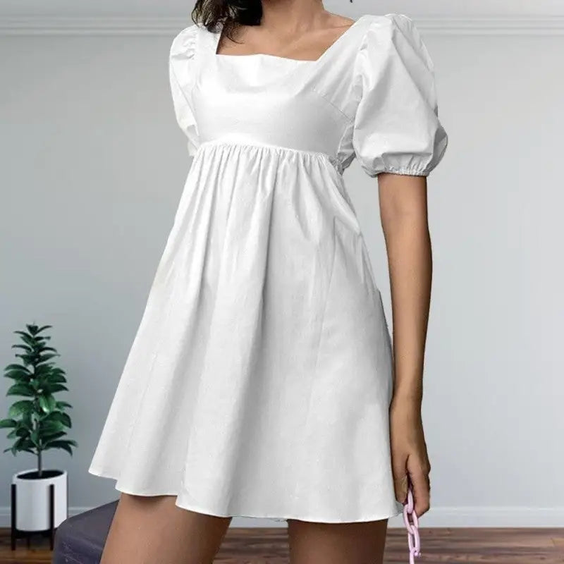 Backless Up Puff Sleeve Elegant Dress