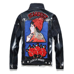 Badge Patches Painted Denim Jacket