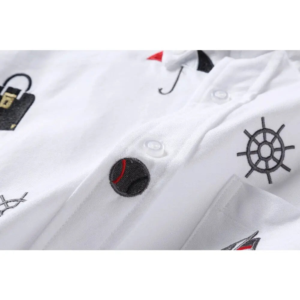 Bag and Umbrella Embroidered Shirts for Everyday Wear