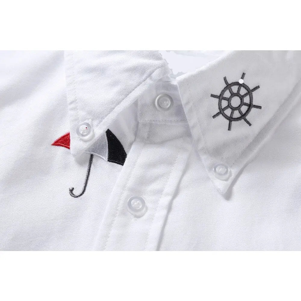 Bag and Umbrella Embroidered Shirts for Everyday Wear