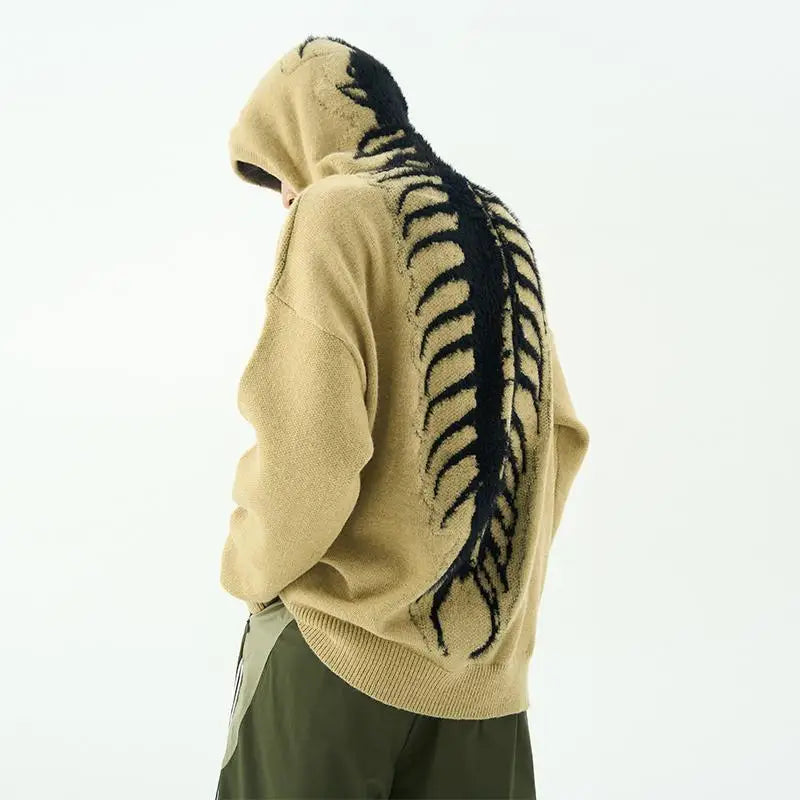 Baggy Knit Hooded Sweater - Yellow / M
