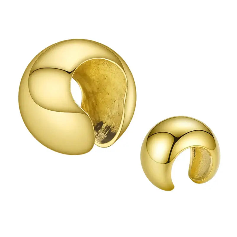 Ball Ear Cuff Clip On Earrings - Gold Set
