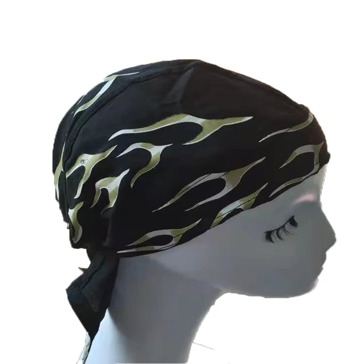 Bandana with Skull Butterfly Print Black Green / One Size