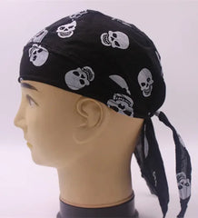 Bandana with Skull Butterfly Print Black / One Size
