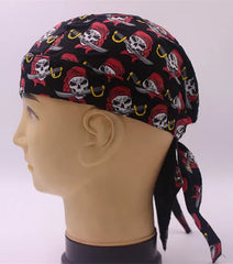 Bandana with Skull Butterfly Print Black Red / One Size