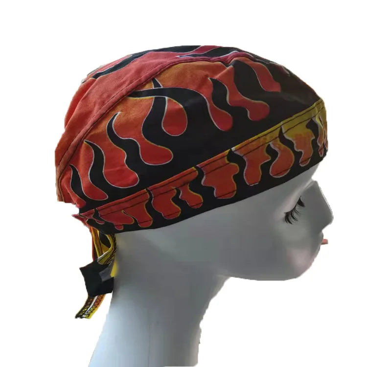 Bandana with Skull Butterfly Print Fire Orange / One Size