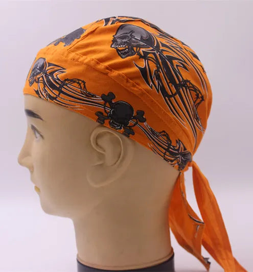 Bandana with Skull Butterfly Print Orange / One Size