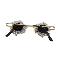 Baroque Style Rhinestone Sunglasses - One Size / Gold