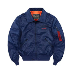 Baseball Collar Loose Bomber Jacket for Men Blue / M