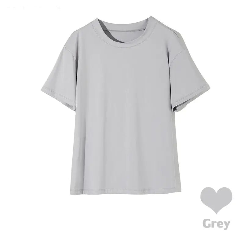 Basic Solid Cotton T-shirt Women