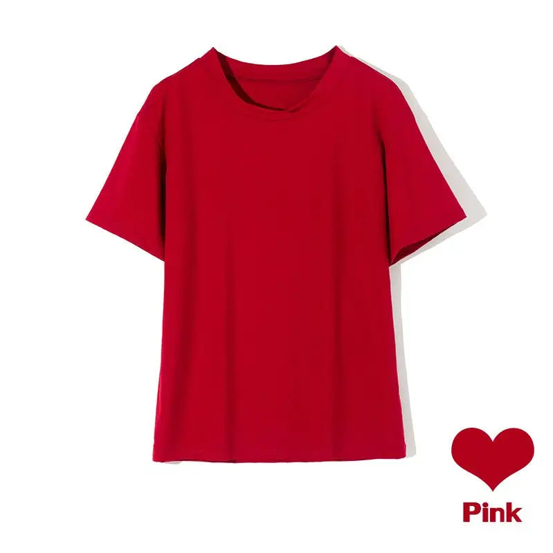 Basic Solid Cotton T-shirt Women