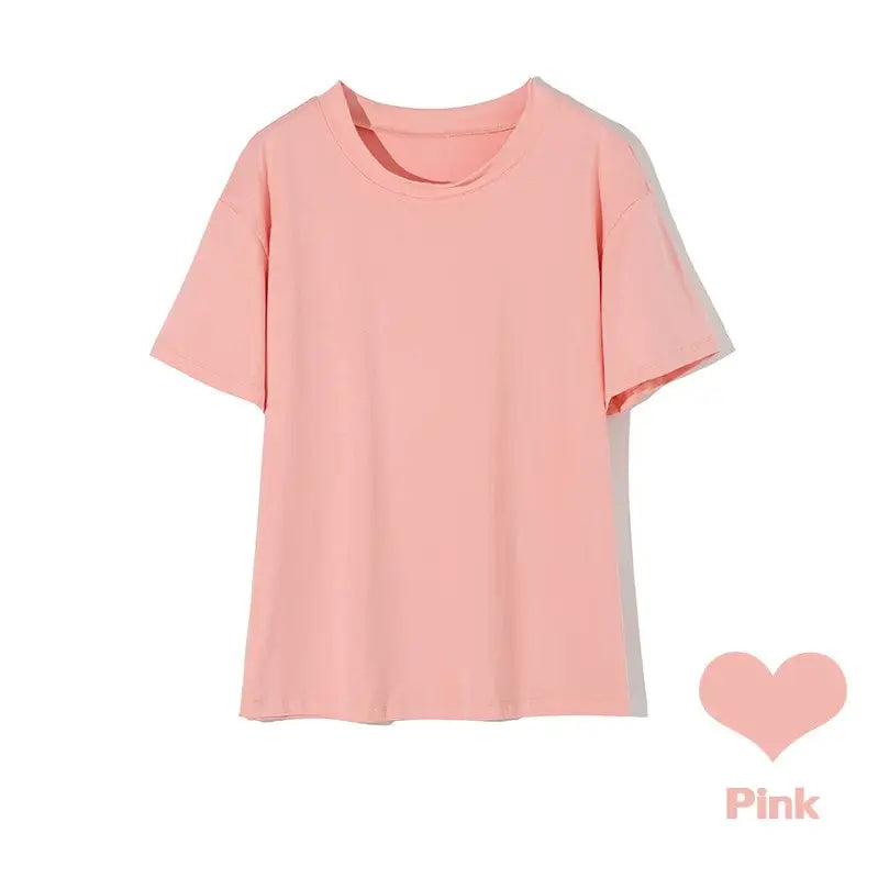 Basic Solid Cotton T-shirt Women