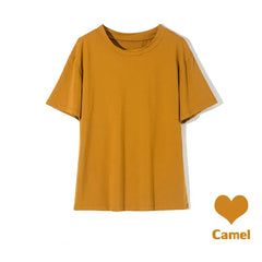 Basic Solid Cotton T-shirt Women