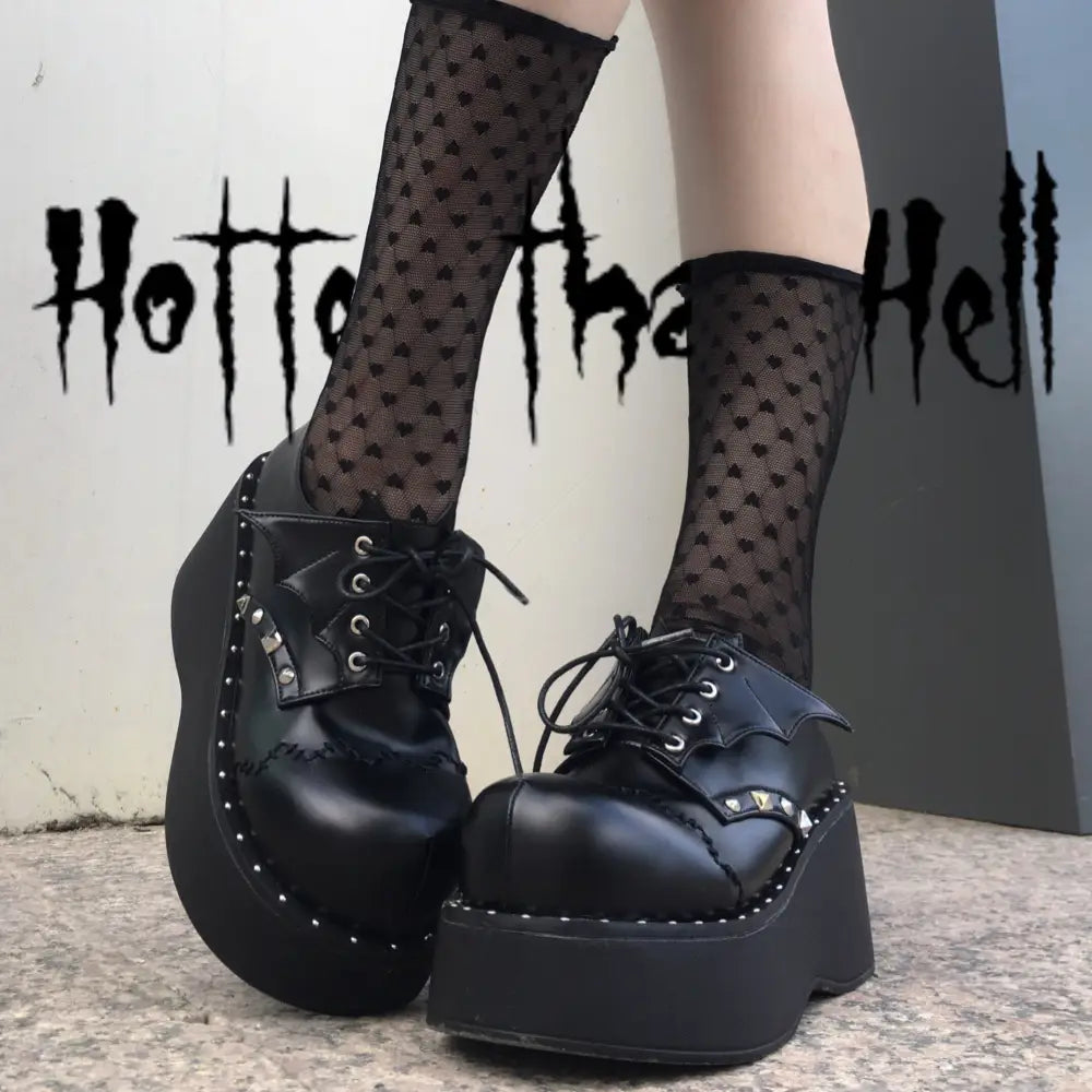 Bat Gothic Style Harajuku Dark Goth Punk Platform - Black