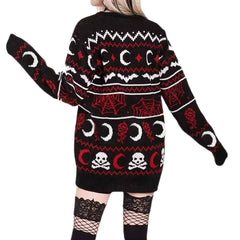 Bats, Moons and Skulls Oversize Knitted Sweater