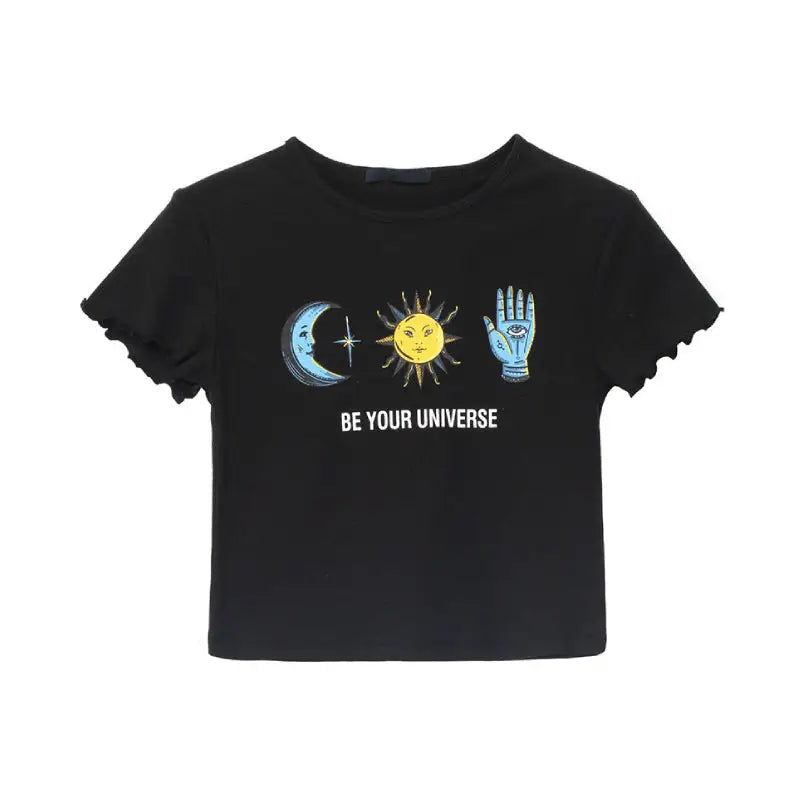 Be Your Universe Short-Sleeved Blouse - Black B / M