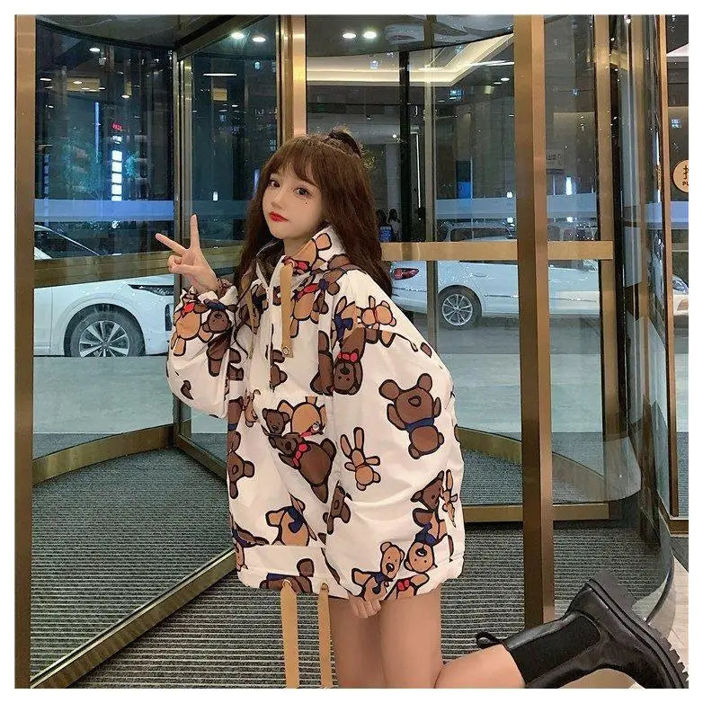 Bears Oversized Loose Hoodie for Casual Wear