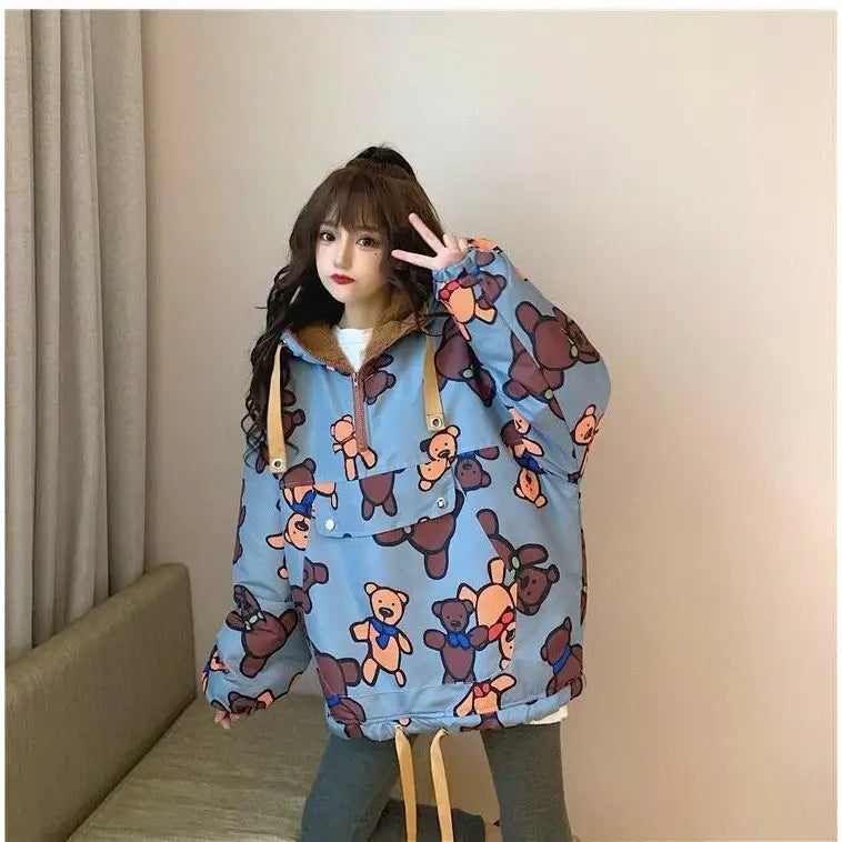 Bears Oversized Loose Hoodie for Casual Wear