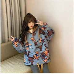 Bears Oversized Loose Hoodie for Casual Wear