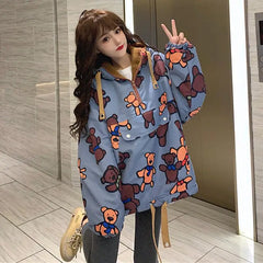 Bears Oversized Loose Hoodie for Casual Wear