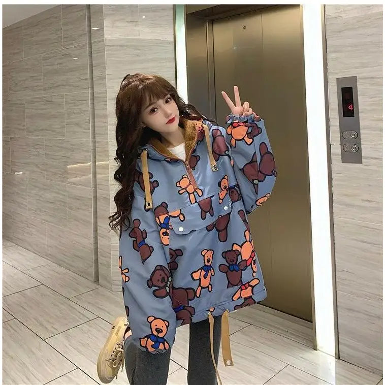 Bears Oversized Loose Hoodie for Casual Wear