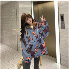 Bears Oversized Loose Hoodie for Casual Wear