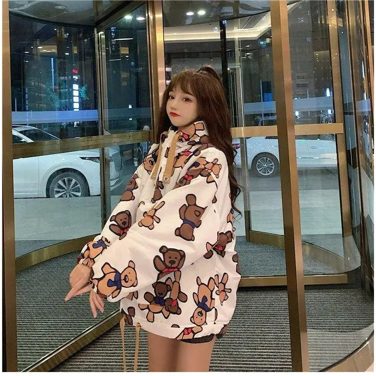Bears Oversized Loose Hoodie for Casual Wear