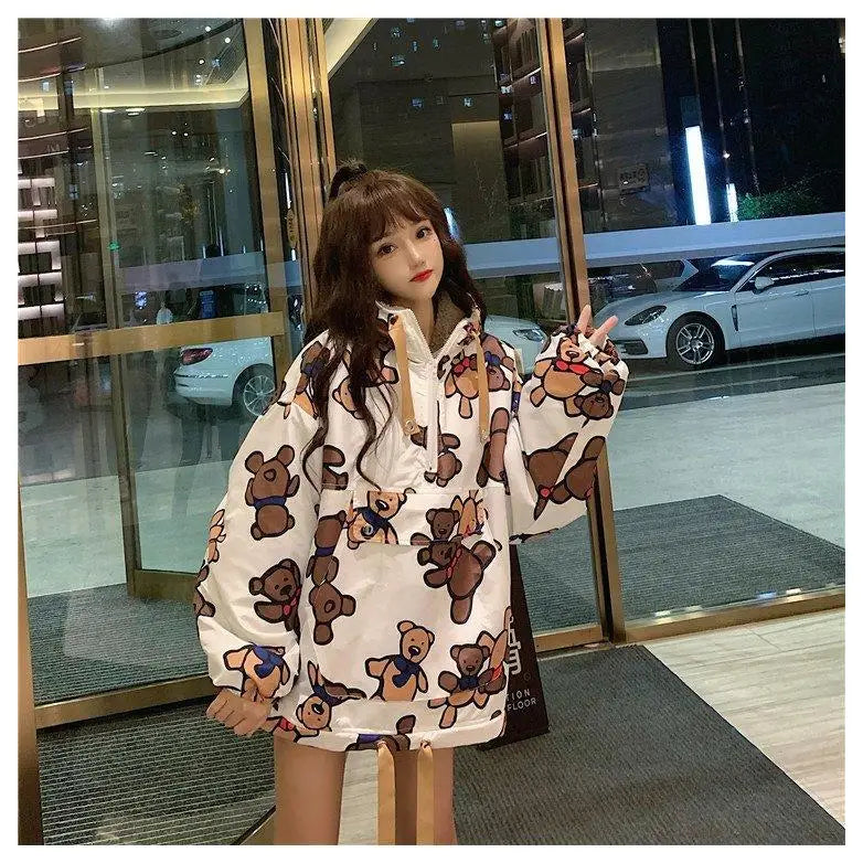 Bears Oversized Loose Hoodie for Casual Wear