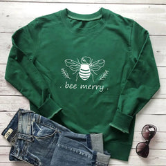 Bee Merry Vegan-friendly Sweatshirt - Green / S - SWEATSHIRT