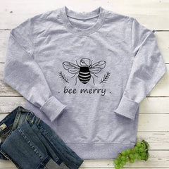 Bee Merry Vegan-friendly Sweatshirt - Grey / S - SWEATSHIRT