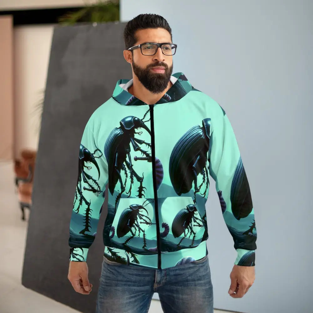 Beetle Knight Hoodie with Armored Insectoid Design