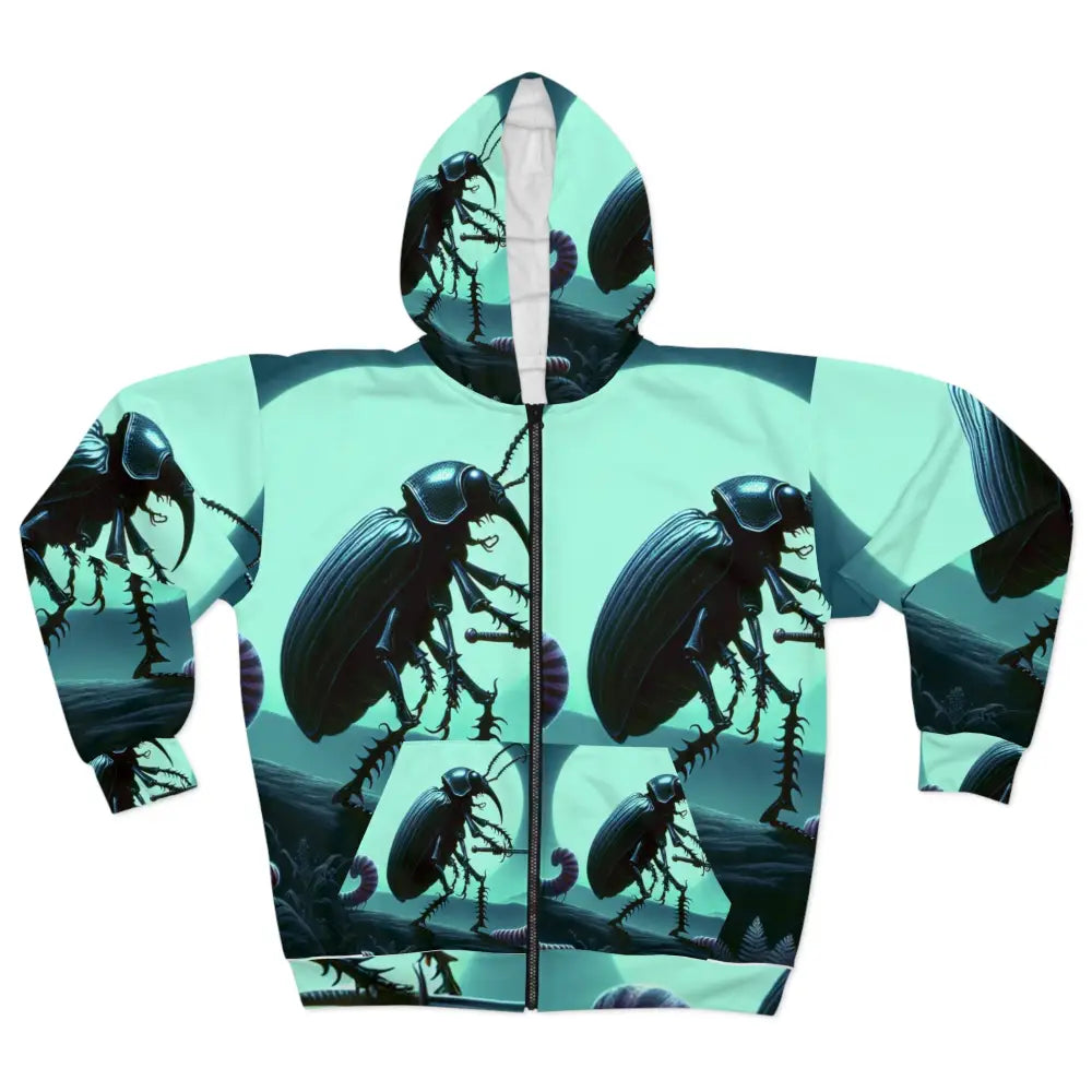 Beetle Knight Hoodie with Armored Insectoid Design XS