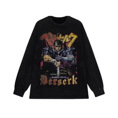Berserk Anime Long Sleeve Sweatshirt with Necklace Black / M