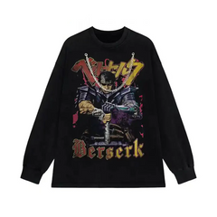 Berserk Anime Long Sleeve Sweatshirt with Necklace Black / M