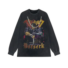 Berserk Anime Long Sleeve Sweatshirt with Necklace Retro / M