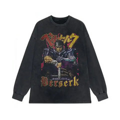 Berserk Anime Long Sleeve Sweatshirt with Necklace Retro / M