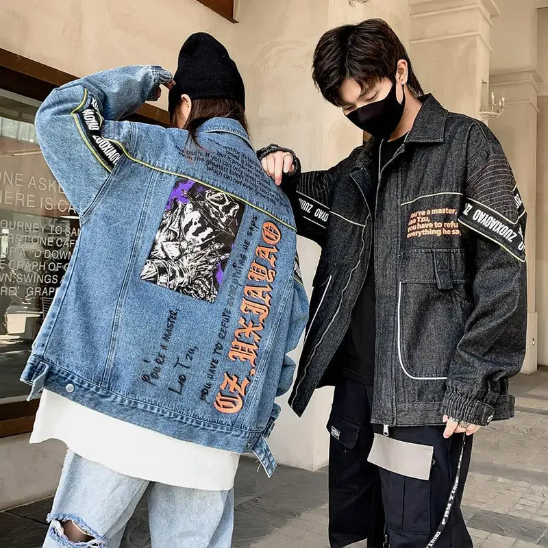 Big Pockets Letter Denim Jacket for Everyday Wear