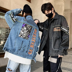 Big Pockets Letter Denim Jacket for Everyday Wear