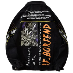 Big Pockets Letter Denim Jacket for Everyday Wear